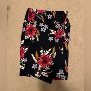 Kate Kasin NWT Floral Midi Skirt pink black grey Size Medium